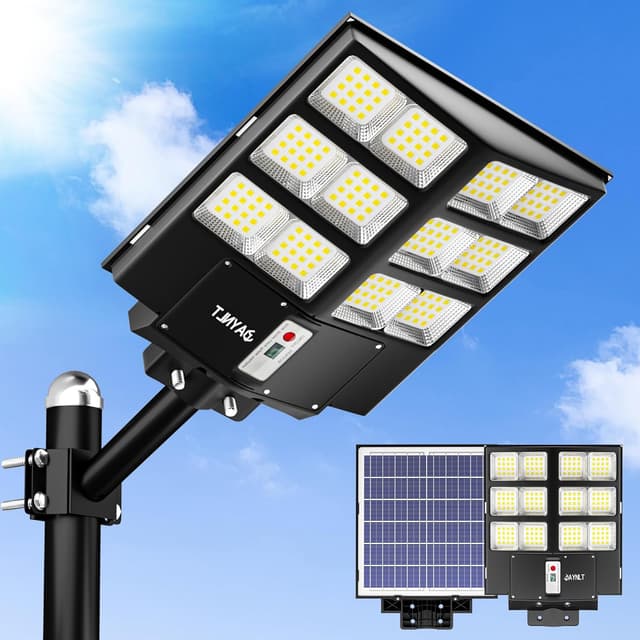 Detalle de Lampadaire solaire d’extérieur JAYNLT Y-2000W avec détecteur de mouvement et télécommande, 6500K, IP67