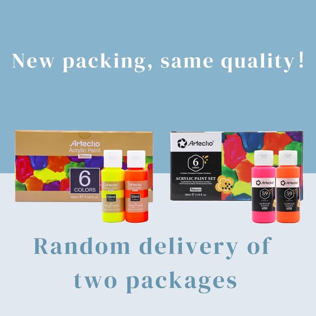 Detalle de Artecho Acrylic Paint Set – 6 Neon Colours (2 oz each) for art, crafts and more