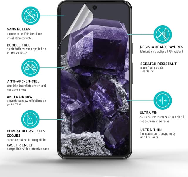 Detalle de smartect Protecteur d’écran TPU pour Google Pixel 8 (2 + 2 pièces) : écran + caméra, pose sans bulles