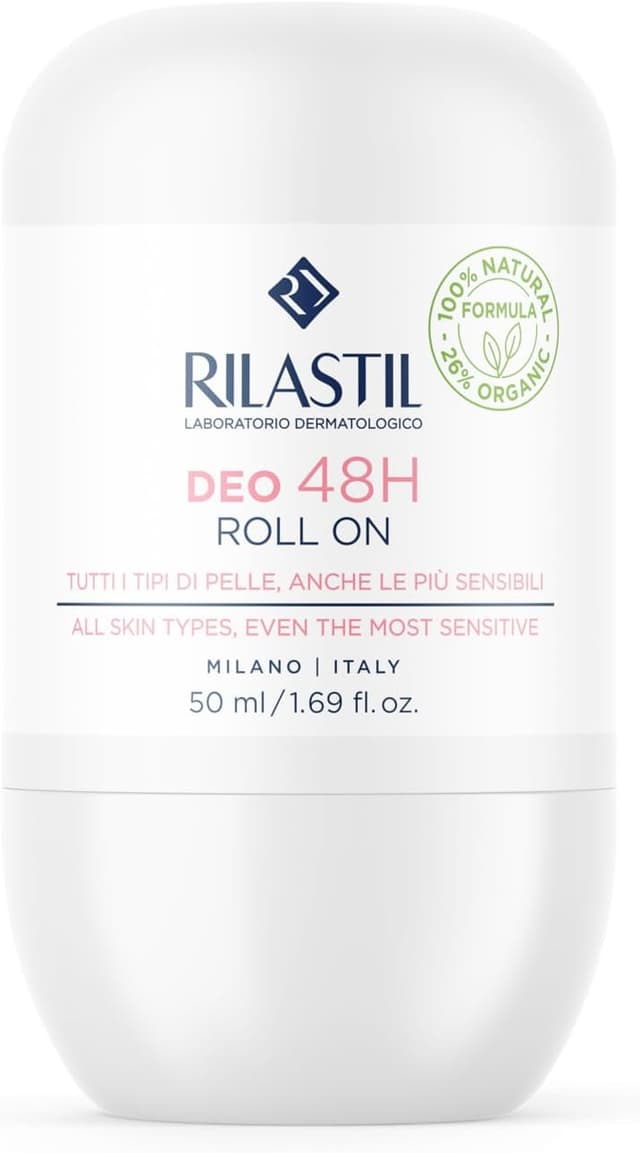 Detalle de Rilastill Deo Roll On 48H con olio di cocco, aloe e burro di karité (50 ml) – deodorante antitraspirante 100% naturale
