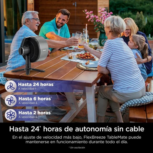 Detalle 2 de Shark FlexBreeze TableMate Ventilador inalámbrico, 24h autonomía, FA150EU