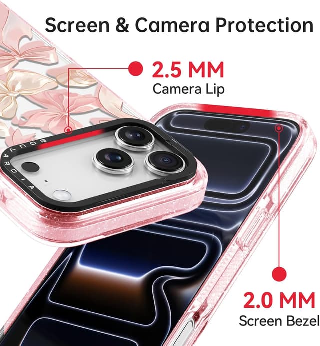 Detalle de Bouvardia for iPhone 17 Pro Case with Flying Bows TPU Protection