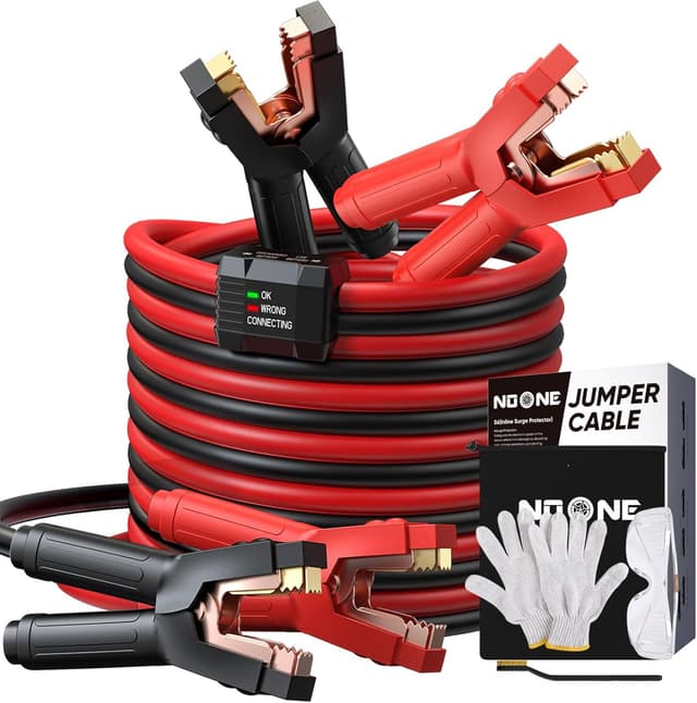 Detalle de NOONE 0 Gauge 25FT Heavy Duty Jumper Cables (1000A) with Reverse Polarity Protection for SUVs & Trucks