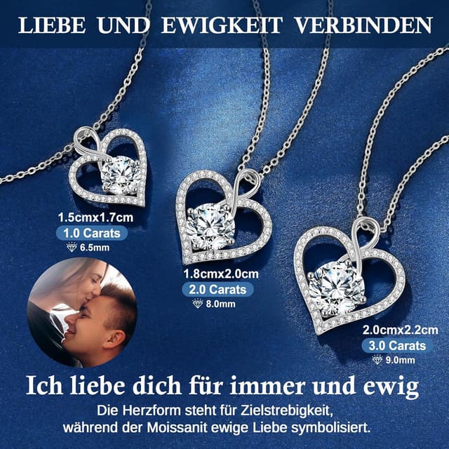 Detalle de LOUISA SECRET Collana da donna Cuore Infinito Eternal in argento 925 con moissanite