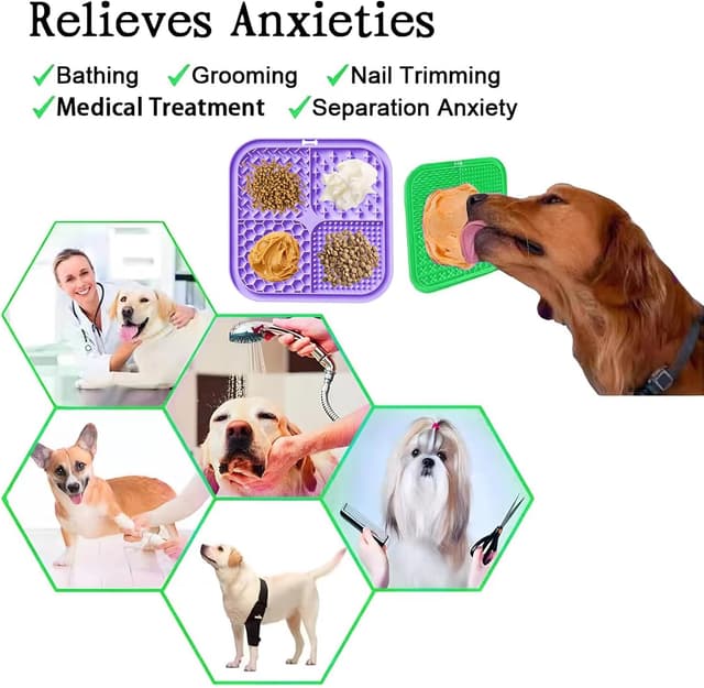 Detalle de 2 Stück Schleckmatte für Hunde & Katzen (20 x 20 cm) mit Saugnäpfen – Leckmatte zum langsamen Füttern