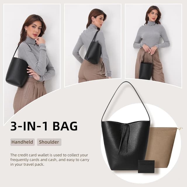 Thumbnail 4 de Picksoo Genuine Leather Bucket Bag 6.9"