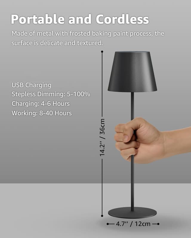 Detalle 2 de FUYO LED Tischlampe kabellos, 2er Set