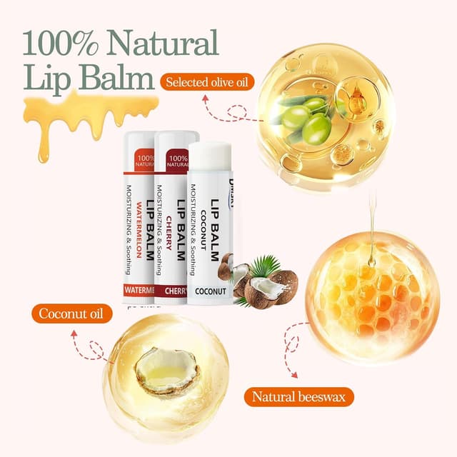 Detalle 2 de 40 Pack Fruit Lip Balm Variety (10 Flavors) with Coconut Oil, Beeswax & Olive Oil