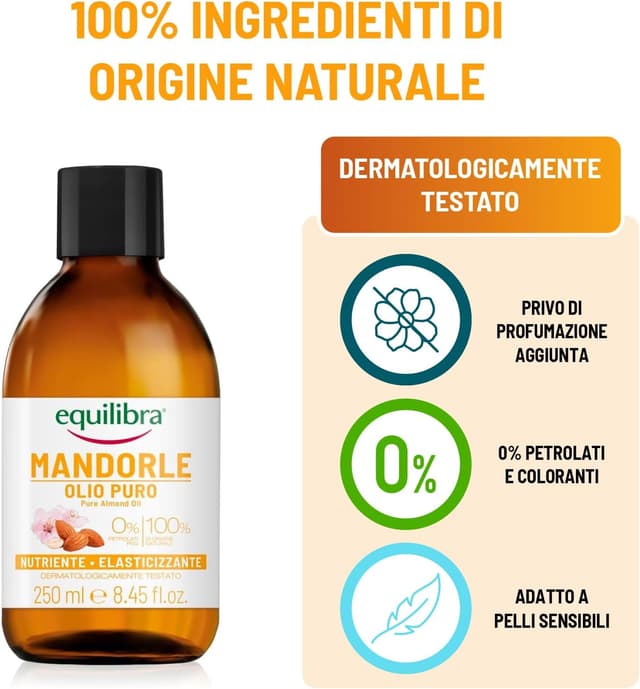 Detalle de Equilibra Olio di Mandorle Dolci 250 ml per pelle nutrita e protetta