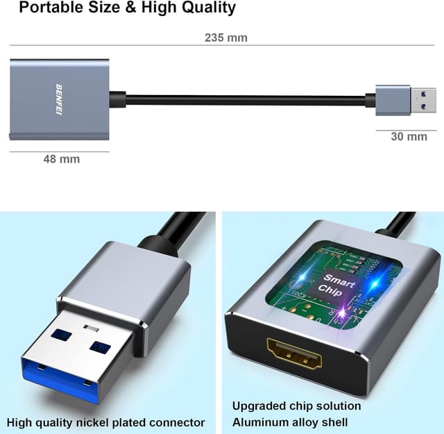Detalle 2 de BENFEI Adattatore USB 3.0 HDMI 1080P