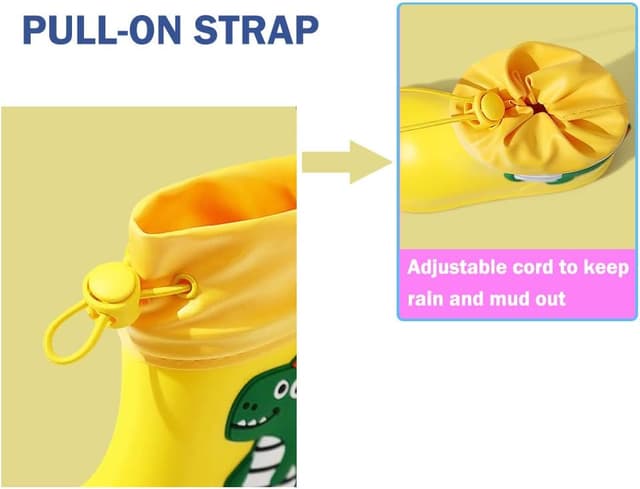 Detalle 2 de Stivali da pioggia in EVA unisex per bambini con suola antiscivolo e fantasia dinosauro