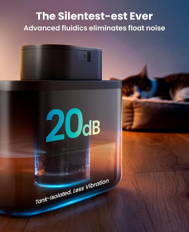 Detalle de oneisall Wireless Cat Water Fountain 2.2L — motion sensor cats 🐱