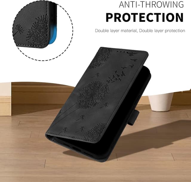 Detalle de Rostsant Handyhülle für iPhone 17 Pro Max 6,9 Zoll Löwenzahn – PU-Leder Flip Case mit Kartenfächern, magnetischem Verschluss und Standfunktion