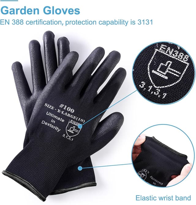 Detalle 2 de Donfri XL PU-coated safety work gloves 12 pairs