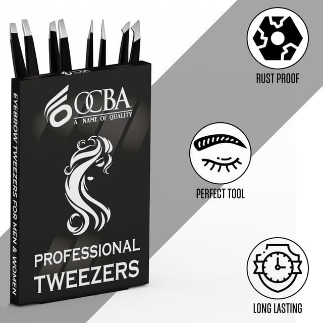 Thumbnail 4 de OCBA Pinzette professionali per sopracciglia 4 pezzi