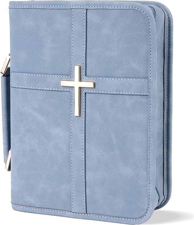 Thumbnail 6 de Vegan Leather Bible Cover Case with Phone Pocket (Large) – Black Cross Design