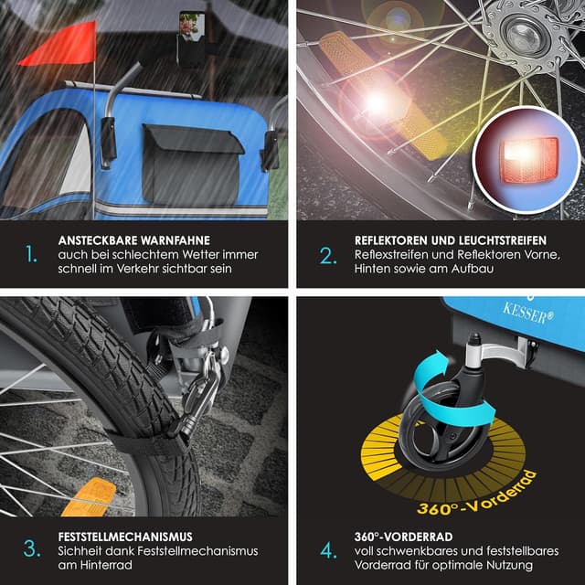 Thumbnail 3 de KESSER Kinderfahrradanhänger Sport-RX 2in1 40 kg