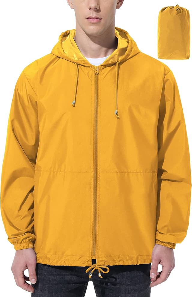 Detalle de UIQUR Men’s Rain Jacket Raincoat Windbreaker (Waterproof, Packable, Hooded)