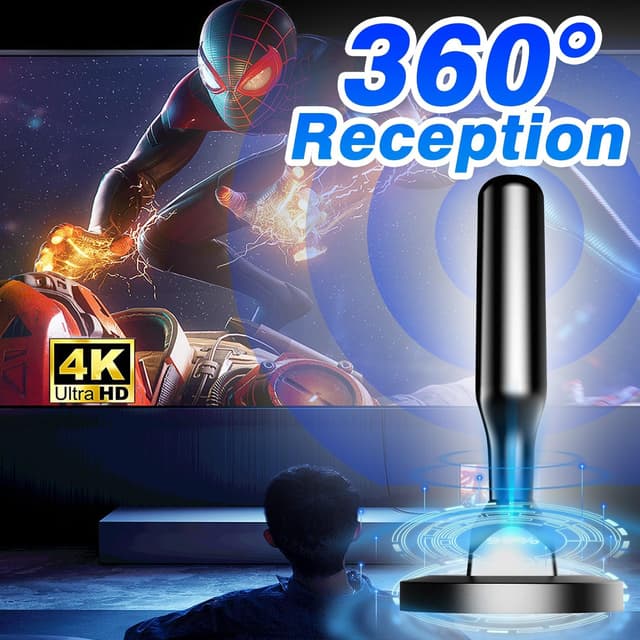 Detalle de Indoor TV Aerial for Freeview (Long Range 360°) with Magnetic Base and 5m Coax Cable