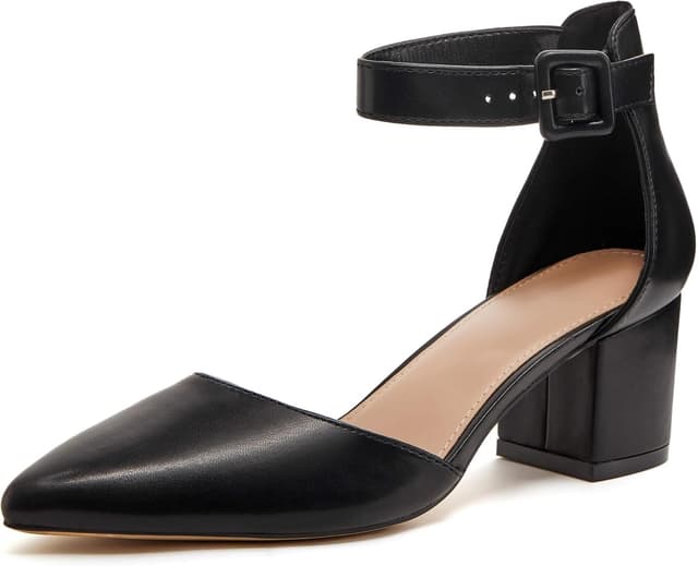 Thumbnail 6 de LAICIGO Women’s Pointed Toe Pumps with Ankle Strap and Chunky Block Heel