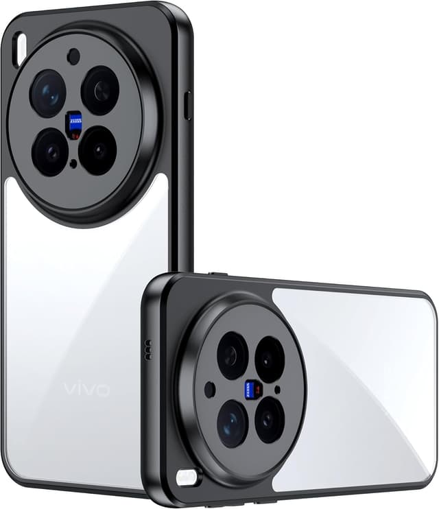 Detalle de Lemxiee Hülle für vivo X300 Pro – Silikonrahmen, Anti-Fingerabdruck & rutschfeste transparente Acryl-Rückseite