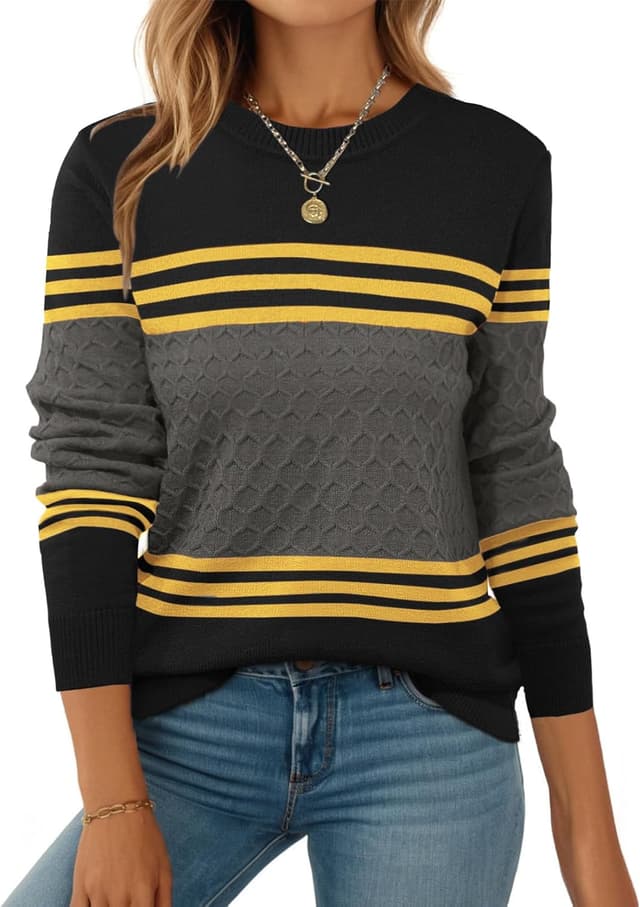 Thumbnail 6 de Zeagoo Women’s Crew Neck Jumper Long Sleeve (Colourblock) – S to XXL