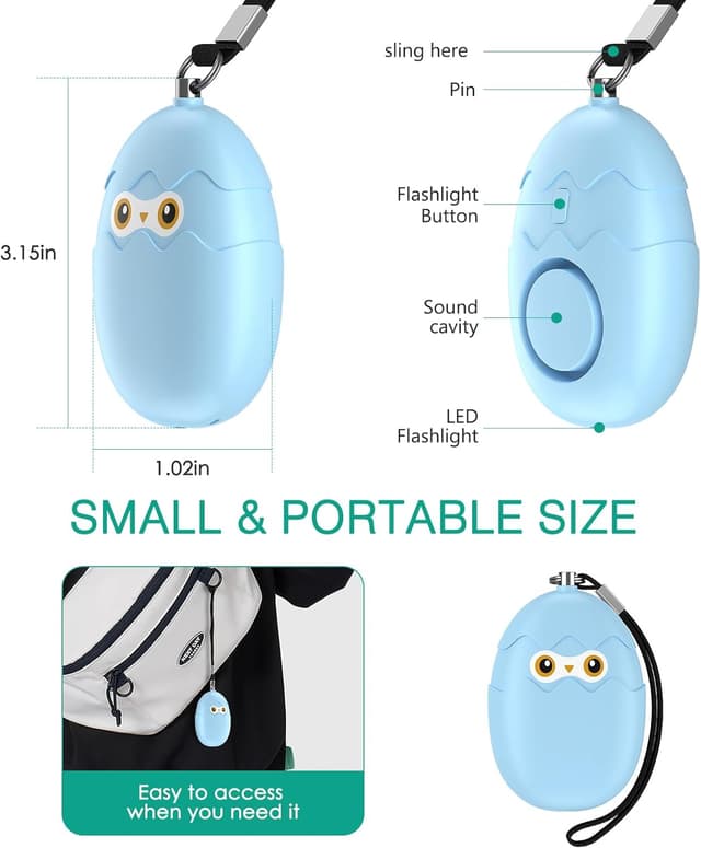 Detalle de ORIA Personal Alarms for Women (2 Pack) 130 dB with LED torch – keychain safety sirens, Pink & Blue