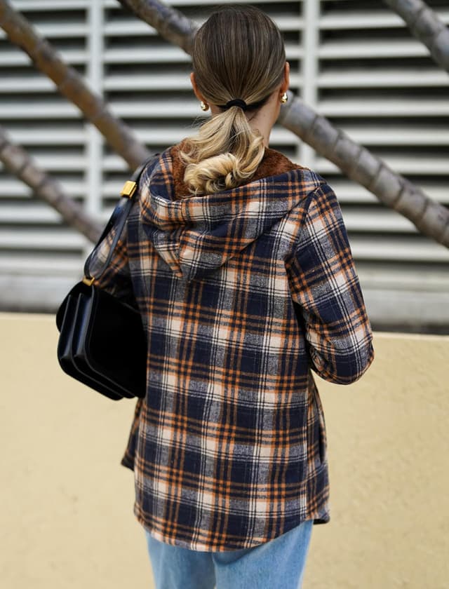Detalle 2 de Zeagoo Plaid Shacket Jacket, Hooded S-2XL
