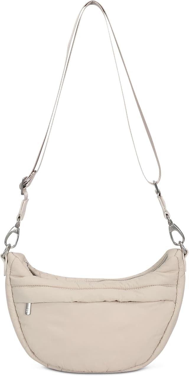 Detalle de Expatrié Vivy — sac bandoulière demi-lune pour femme, imperméable, format crescent