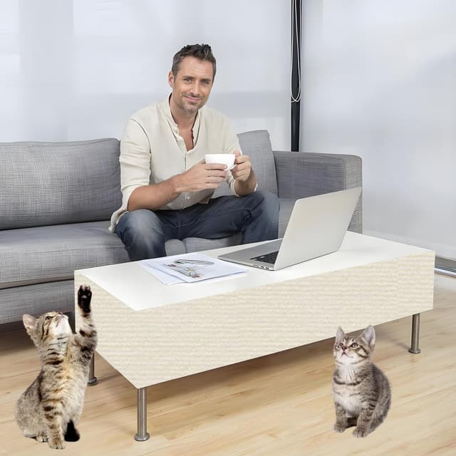 Thumbnail 5 de Xynovate tappetino tiragraffi adesivo per gatti riutilizzabile e tagliabile (bianco sporco)