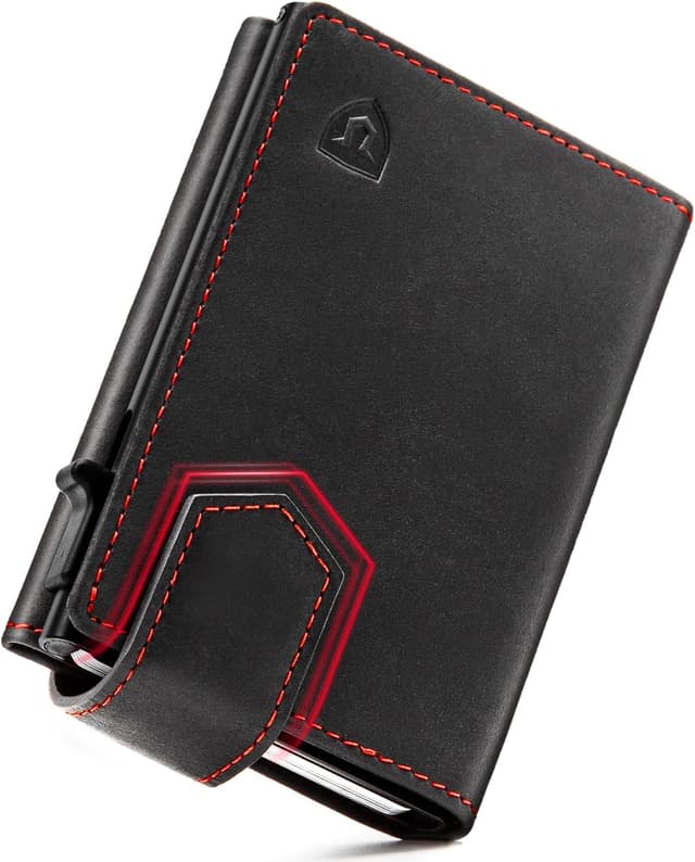 Detalle de LORZOR Kartenetui Herren mit magnetischem Verschluss & RFID-Schutz (Slim Wallet mit Münzfach)