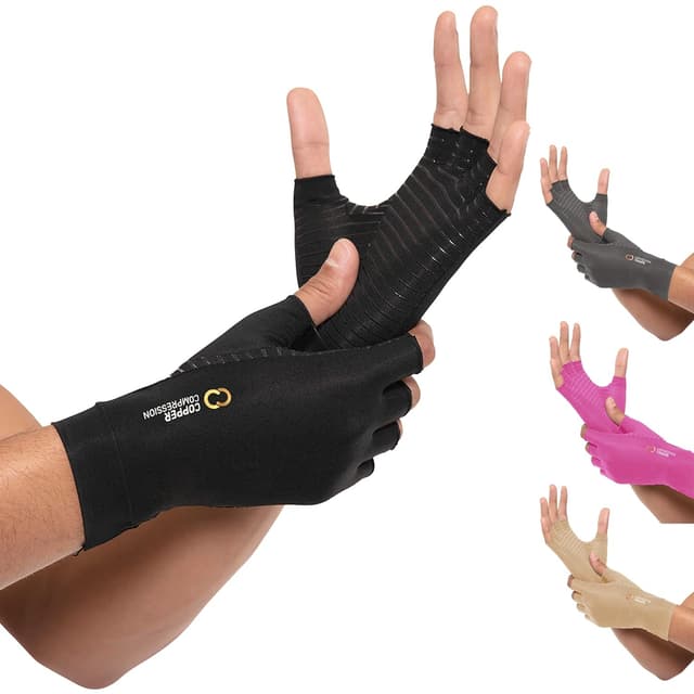 Detalle de Copper Compression Arthritis Gloves M