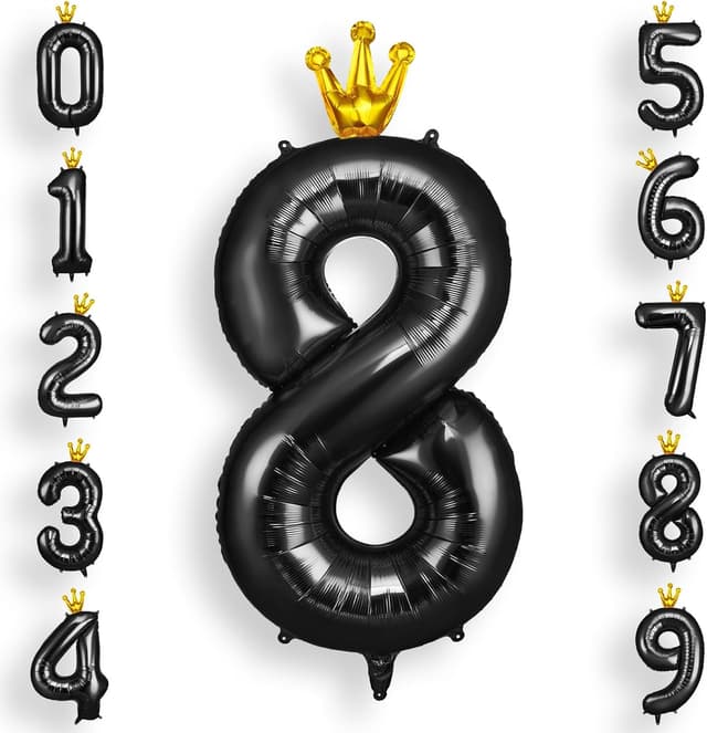 Imagen de AOOSU Ballon Chiffre 8 Couronne Noire 101 cm en OfertitasTOP