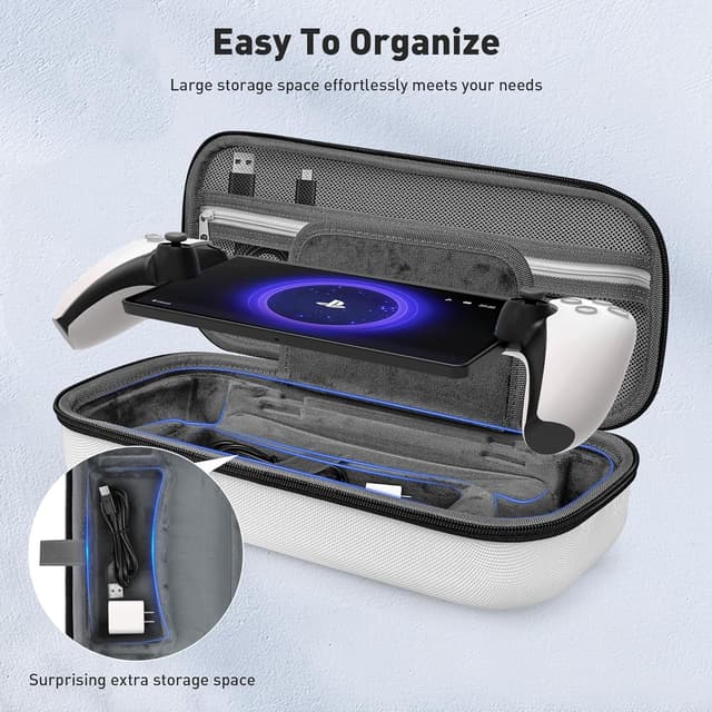 Detalle de Foluck 3-in-1 Accessories Set for PlayStation Portal (Carry Case, Silicone Cover, 2 Screen Protectors) — White