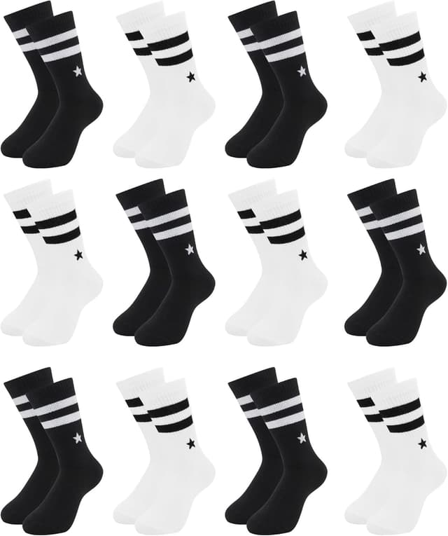 Detalle de Uizuooy Kids sports socks 12-pack (unisex cotton, breathable & stretchy)