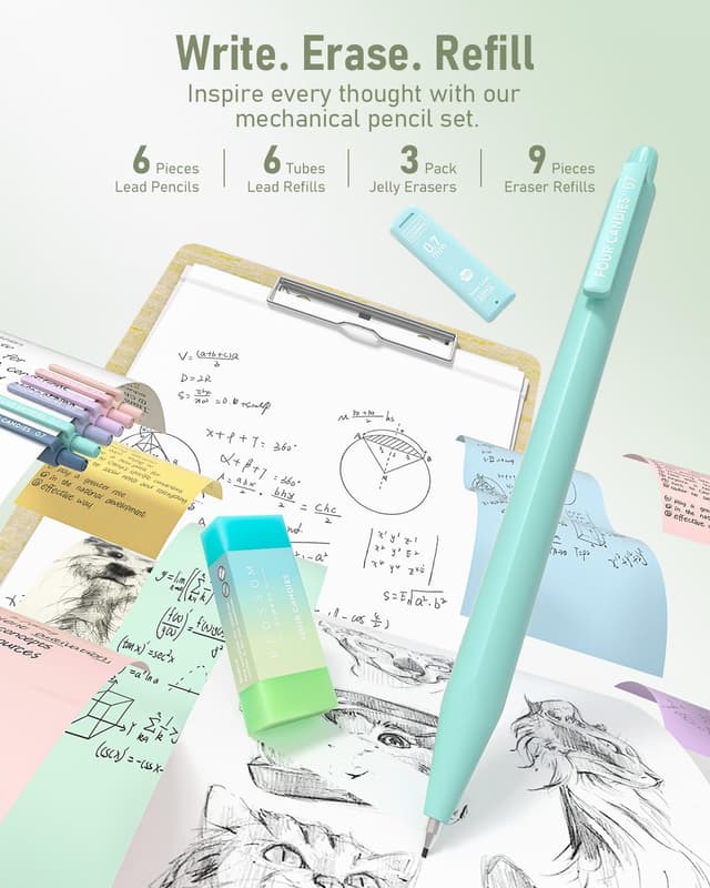 Detalle 1 de Four Candies 39‑teiliges Schulset mit Mäppchen 🖊