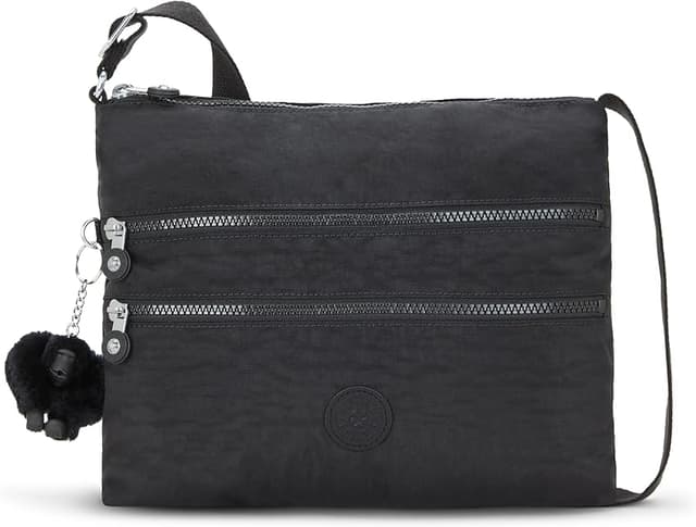 Detalle de Kipling Alvar Bandolera Mediana en Black Noir