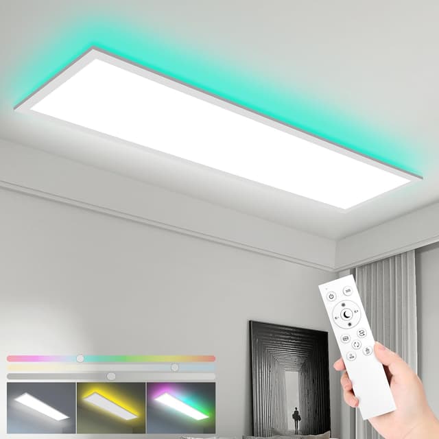 Detalle de LEOEU LED Panel Deckenleuchte 120x30CM