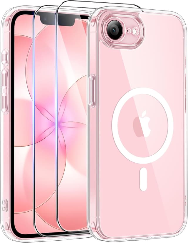 Detalle de Qasyfanc Magnetic Clear Case for iPhone 17e/16e with Tempered Glass Screen Protectors