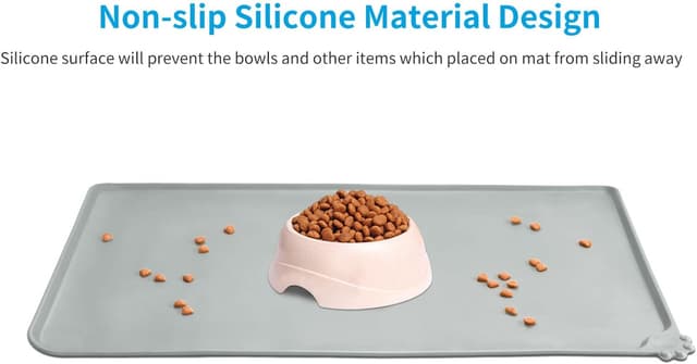 Detalle de AUDWUD Silicone Waterproof Pet Feeding Mat (47 x 30 cm) with Anti-Slip Border