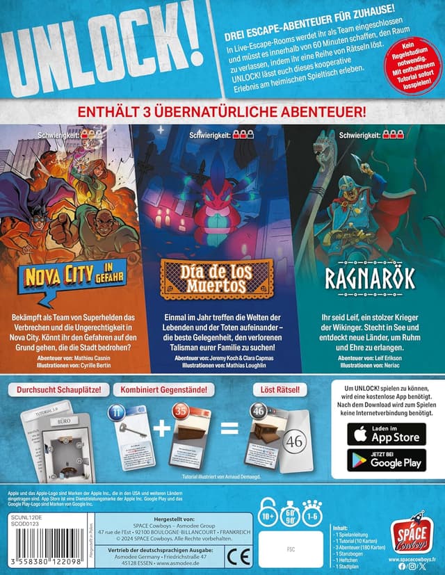 Detalle 2 de Space Cowboys – Unlock! (SCUNL12DE) Jeu coopératif multicolore, version allemande