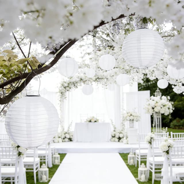 Detalle de Qedertek Solar Lampions (4 Stück, 30 cm) – wasserdichte Solar-LED Laternen für Garten, Terrasse & Events