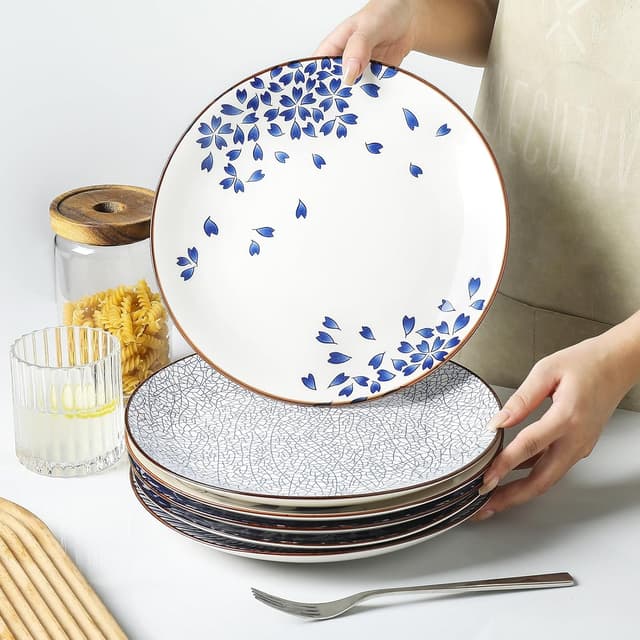 Detalle 2 de KitchenTour Large Ceramic Dinner Plates 10" set 🍽