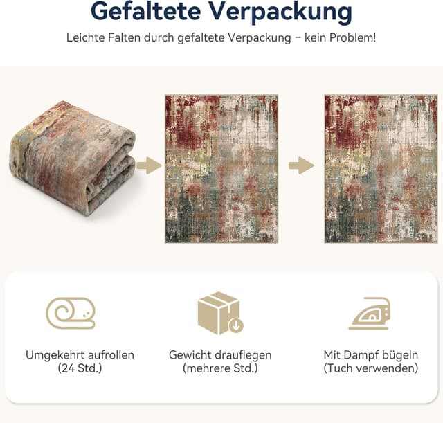 Detalle de Tapis de salon moderne DEFYNEE 120 x 180 cm à poils courts antidérapant et lavable