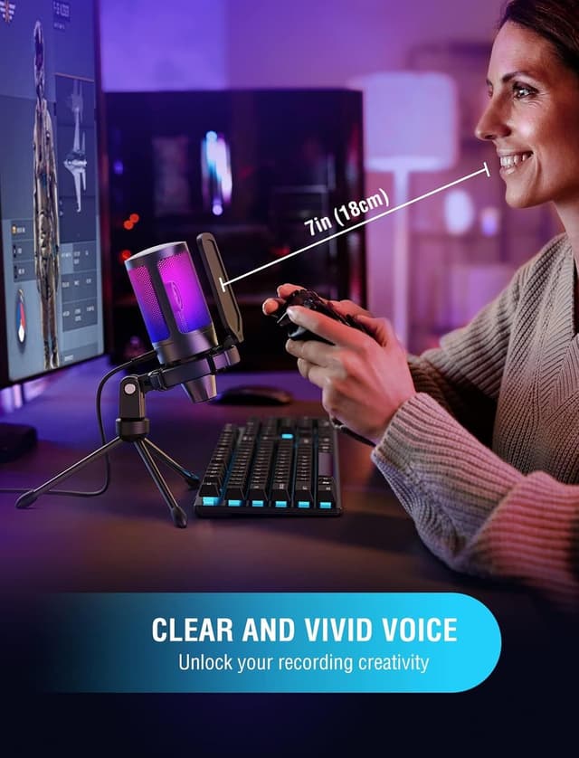 Detalle 2 de FIFINE Gaming USB-Mikrofon für PC, Streaming & Podcast mit Quick-Mute und Ständer (für PS4/PS5, Mac)