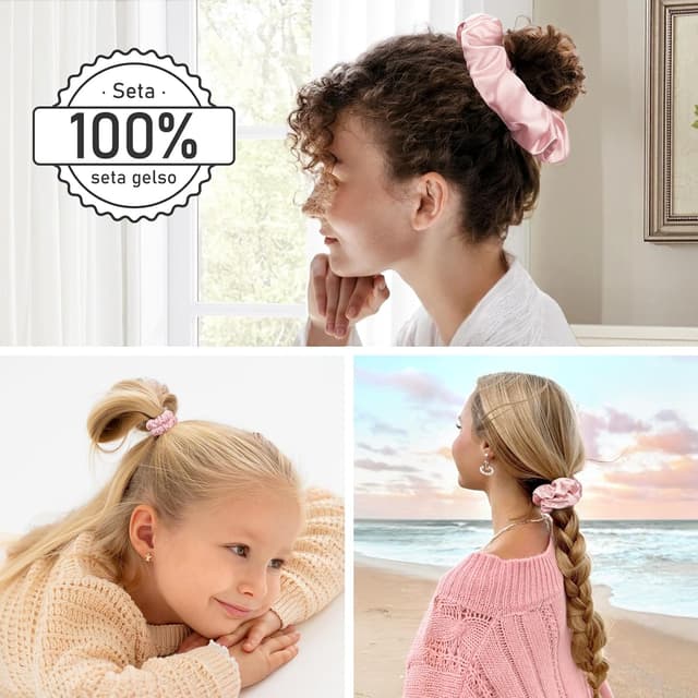 Detalle de Scrunchies in seta Litbear 3 elastici