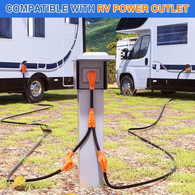 Detalle de Nilight 50 Amp to (2) 30 Amp RV Y Splitter Adapter Cord (NEMA 14-50P to TT-30R) 10 AWG Heavy Duty