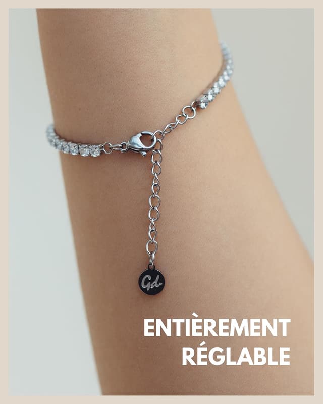 Detalle de GD GOOD.designs EST. 2015 Bracelet de tennis en or pour femmes avec zirconi cubiques et pierres cristal (3 mm)