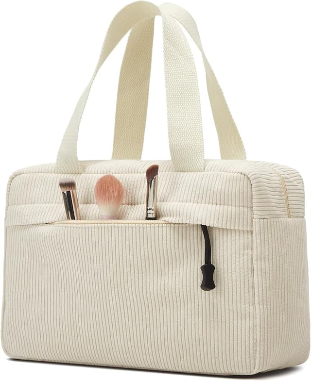 Detalle de Jiliyote große Kosmetiktasche aus Cord (30 × 20 × 10 cm) mit 4 Innenfächern und Fronttaschen