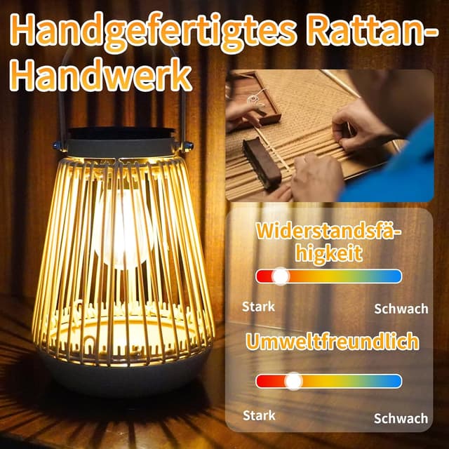 Detalle 2 de KagoLing : lot de 2 lampes solaires de jardin en métal à suspendre étanches (LED intégrées)